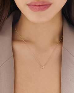 Collar con Inicial de Diamante Cultivado en Laboratorio, Cadena de Cable Personalizable con Nombre, Joyería de Lujo para Uso Diario, Oro Sólido de 14K, Venta al Por Mayor - Product Image 2