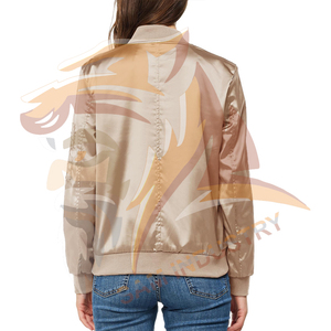 Chaqueta de satén acolchada personalizada para mujer, chaleco ligero liso con cuello alto, chaqueta de satén impermeable de nailon de talla grande para mujer - Product Image 2