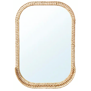 Miroir rond en rotin floral moderne du Vietnam, décoration murale artisanale - Product Image 1
