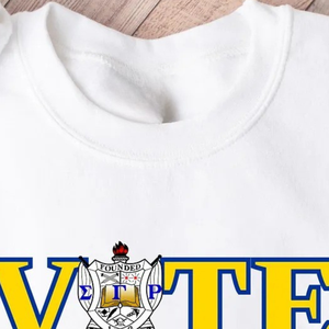 เสื้อยืดพิมพ์ลายแฟชั่น Sigma Gamma Rho VOTE ผ้าฝ้าย แขนยาว สไตล์ลำลองสำหรับผู้หญิง ลายกราฟิกตัวอักษรกรีก สตรีทแวร์ แบบสั่งทำ - Product Image 2