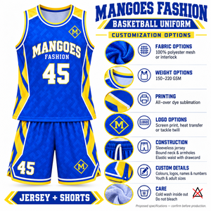 Conjunto de Uniforme de Baloncesto con Sublimación Completa, Gráficos a Todo Color, Impresión Resistente a la Decoloración, Absorbente de Humedad, Antibacteriano, 100% Poliéster - Product Image 5
