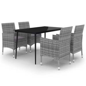 5 Piece Poly Rattan and Glass Patio Dining Set with <b>Comfortable</b> <b>Cushions</b> - Product Image 2