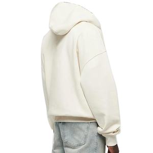 Sweat à capuche personnalisé pour homme, haute qualité, 100% coton, coupe oversize, lourd, style streetwear, tricoté, uni, vintage, fermeture éclair frontale vierge - Product Image 3