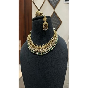 Collar Glamuroso de Primera Calidad Chapado en Oro con Aretes, Conjunto de Joyería con Aspecto de Perla para Regalo de Boda, Elegante para Fiestas - Product Image 1