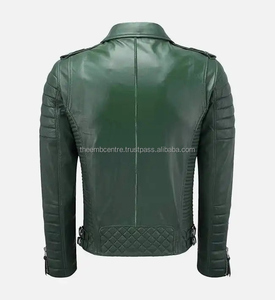 Veste de mode en cuir véritable à fermeture éclair personnalisée pour hommes de bonne qualité à des tarifs de gros Veste en cuir de couleur personnalisée pour hommes - Product Image 3