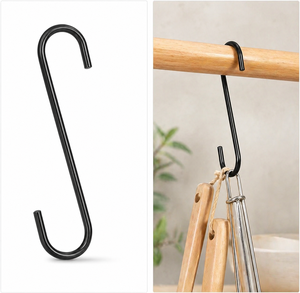 Stainless Steel Heavy Duty Anti-Rust Handmade <b>S</b> <b>Hooks</b> <b>Black</b> Multi-Purpose Kitchen Closet Storage Organizer Hanging Utility <b>Hook</b> - Product Image 1