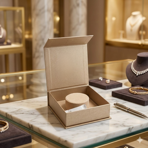 Boîte à bijoux en papier kraft écologique en gros avec laminage mat |   Emballage personnalisé avec logo et doublure en éponge pour boucles d'oreilles - Product Image 3