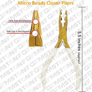 GEMSTONE ENTERPRISES Extensions de cheveux à micro-anneaux, outils de pose réutilisables, en acier inoxydable durable, 2 trous, perles blanc-or - Product Image 5