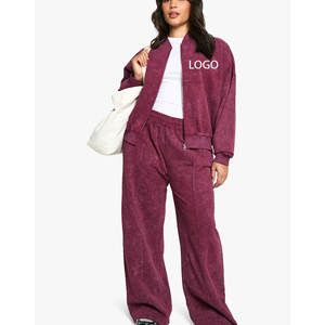 Ensemble de survêtement vintage 2 pièces pour femme, coupe ample et épaisse, effet délavé, avec veste zippée et pantalon large, idéal pour l'automne et la randonnée - Product Image 5