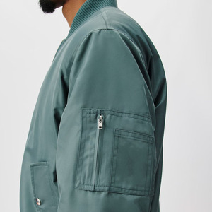 Chaqueta Bomber de Color Sólido para Hombre, Cierre de Cremallera, Cuello Alto, Estilo Casual, Ropa de Otoño, 100% Poliéster, Corte Regular - Product Image 2