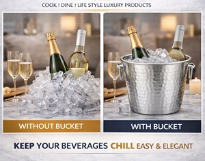 Stainless Steel Durable Wine Bucket | Ice Bucket for <b>Beer</b> | Double Handle Beverage <b>Chiller</b> 2.5L American Style Parties - Product Image 6