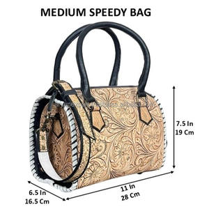 Bolso de Lujo de Cuero Grabado a Mano, Estilo Speedy, Exótico, de Diseñador, Bandolera para Mujer, Bolso Mediano, Personalizado, de Marca, Bolsos de Viaje Tipo Duffel - Product Image 2