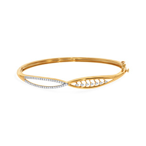 Elegant <b>Infinity</b> Leaf Diamond Gold Bangle <b>Bracelet</b> for Women - Product Image 1