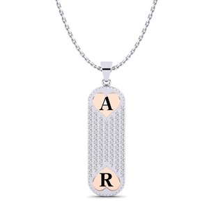 Colgante de Alta Calidad con Letras A y R, Plata 925 + Moissanita, Cristal Plateado, Estilo Hip Hop de Lujo, Joyería Unisex - Product Image 1