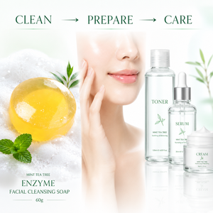 Low Residue Mint Tea <b>Tree</b> Enzyme <b>Face</b> Soap for Deep Cleansing and Skincare Prep Private Label - Product Image 1