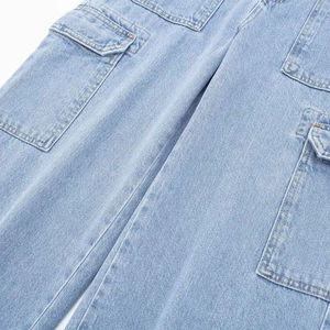 Pantalon cargo en jean de coton pour femme, taille haute, peint, respirant, léger, décontracté, vente en gros, fabricant OEM, vêtements haut de gamme - Product Image 5