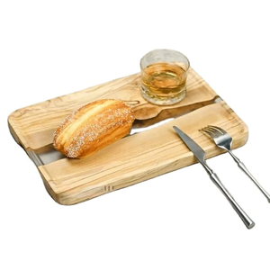 Plateau de service ovale unique en bois avec incrustation de résine turquoise, design moderne fait main pour la salle à manger et la décoration, plateau gravé fait main - Product Image 3