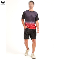 Ensemble t-shirt et short de compression pour homme, pour la course à pied, la remise en forme, la gym et l'entraînement, anti-transpiration, noir et rouge.