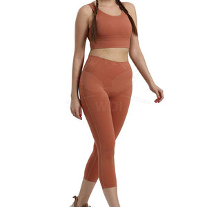 Conjunto de Yoga para Mujer, Diseño Sólido con Logotipo Frontal, Elástico en Cuatro Direcciones, Cintura Elástica, 2 Piezas, Ropa Deportiva para Gimnasio y Fitness, Estilo Casual 2026 - Product Image 4