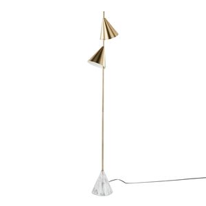 Lampada da terra Glam Metal con cono da 65 pollici, base in oro spazzolato e finto marmo bianco, elegante decorazione per la casa - Product Image 1