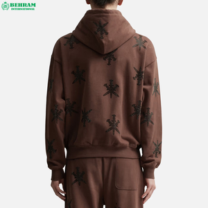 Sudadera con capucha para hombre de alta calidad, transpirable, con cremallera, corte regular, informal, para otoño, con pedrería bordada. - Product Image 3