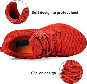 Zapatillas Deportivas Unisex Color Rojo, Lisas, con Cordones, Suela Suave, para Correr, Entrenamiento, con Suela de Cuero, Venta al Por Mayor - Product Image 3