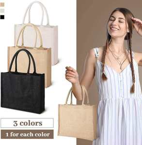 Jute Shopping <b>Bag</b> <b>Medium</b> <b>Size</b> Top Handle Reusable Grocery Tote Natural Color - Product Image 2
