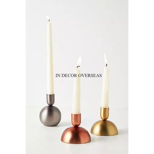 High Grade Gold Plated Elegant Look Floral Candlestick Holder With White <b>Marble</b> Base For Home And Hotel Decoration From India - Product Image 2