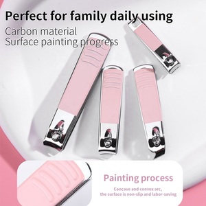 Kit de coupe-ongles en acier inoxydable avec étui holographique, ensemble de manucure et pédicure pour ongles épais, rose, cadeau pour hommes et femmes par ANAAIF - Product Image 2