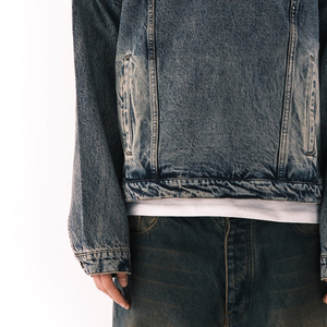 เสื้อฮู้ดดี้เดนิมทีมชาย โลโก้สั่งทำ ผู้ผลิตปากีสถาน รับผลิตแบบ OEM ODM ขายส่งเสื้อฮู้ดดี้เดนิมทีมชาย - Product Image 3