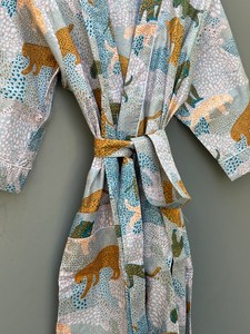 Robe kimono en coton à imprimé oiseaux, style bohème, kaftan de festival, tenue de détente élégante, été-printemps, séchage rapide, longueur intégrale - Product Image 3
