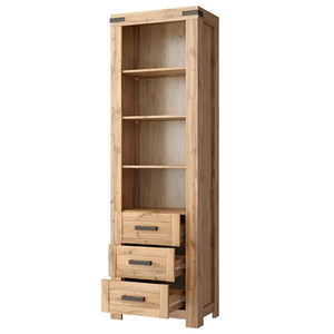 Modern Solid <b>Oak</b> Eco-Friendly Trapezoid Shape Display Mortiz <b>Cabinet</b> with Glass Door and Iron Handle Home Furniture Storage Unit - Product Image 2