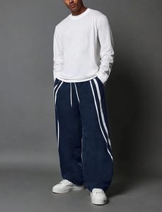 Men's Baggy Track Pants Y2K Streetwear Pants <b>Drawstring</b> Letter Pockets Casual Lounge <b>Trousers</b> - Product Image 4