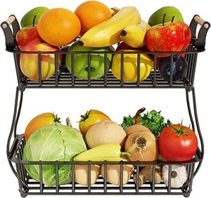 Elegante frutero de alambre metálico con diseño abierto, organizador de encimera para el hogar, cocina, comedor y almacenamiento de verduras. - Product Image 3