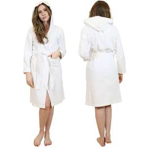 Albornoz Largo Elegante para Mujer con Cuello en V y Cierre de Cordón, Suave, Absorbente, Transpirable, Ecológico, de Spandex/Algodón, Venta al por Mayor - Product Image 1