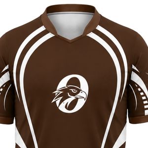 Ensemble de maillots de football marron et blanc, uniforme de football personnalisé, kit sportif léger pour équipe, tissu respirant, vêtements d'entraînement et de match - Product Image 3