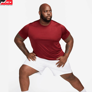 INDEX Men's Red Short Sleeve T-Shirt O-Neck Regular Fit Quick Dry Sporty Knitted Polyester Solid Color - Product Image 2