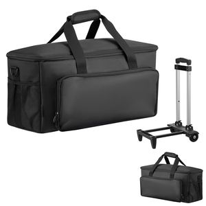 1680D Padded File Gig Bag Wheels 6 Detachable Dividers Travel Storage Music <b>Gear</b> Case for DJs Rolling DJ <b>Cable</b> Bag Professional - Product Image 1