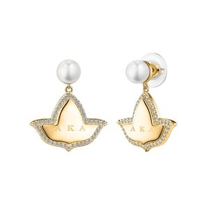 Boucles d'oreilles pendantes en forme de feuille avec perles blanches et or, ornées de cristaux, élégantes, pour femme, bijoux de mode pour soirée - Product Image 1