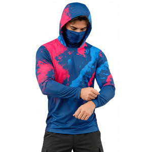 Sudaderas de Pesca Ligeras con Protección UPF, Camisetas de Pesca de Alto Rendimiento, Diseño Personalizado, Proveedor Mayorista de Fábrica con Capucha, Patrón Azul y Rosa - Product Image 5
