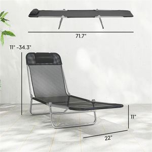 Sedia a Sdraio Pieghevole Nera a Due Pezzi per Cortile e Prendisole - Product Image 6