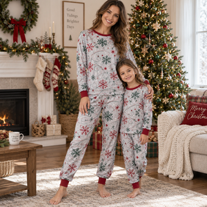 Conjunto de Pijamas Familiares Navideños con Capucha, Mangas Largas, Algodón, Logotipo Frontal, Proveedor OEM - Product Image 1
