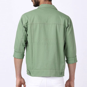 Chaqueta de Mezclilla Verde para Hombre, Corte Regular, Cierre de Botones, Color Sólido, Estilo Casual para Primavera - Product Image 5