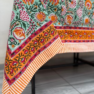 Elegant Indian Print <b>Tablecloth</b> Floral Pattern Cotton Linen <b>Square</b> Classic Style Washable Home Use - Product Image 5