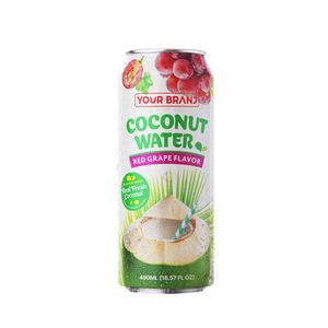 Agua de Coco de Alta Calidad con Certificación ISO GMP, Sabor a Uva Roja, Lata de 490 ml, Tipo Puré, Jugo de Frutas y Vegetales, Vietnam OEM - Product Image 1