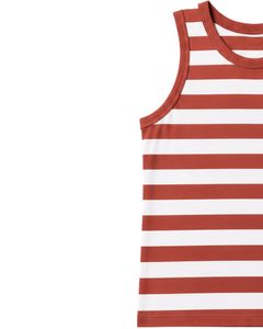 <b>Rust</b> White Striped Men Cotton Tank <b>Top</b> Sleeveless Vest Casual Summer Gym Fitness Shirt Breathable Loose Fit Streetwear - Product Image 3