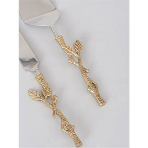 Juego de cubiertos de acero inoxidable con acabado en oro antiguo, utensilios decorativos para ensalada, vajilla para bodas y catering, cuchara elegante, tenedor, espátula para pastel - Product Image 4