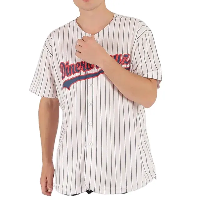 OEM personnalisé sublimation couleur blanche hommes base ball maillots porter bouton vers le bas softball maillot avec broderie logo du client