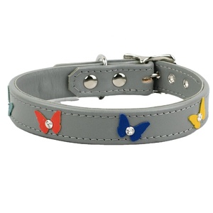 ปลอกคอสุนัขหนังแฮนด์เมดคุณภาพดีที่สุดพร้อมผีเสื้อและสตั๊ดคริสตัลออกแบบ ผู้ผลิตและผู้ค้าส่งซัพพลายเออร์ชั้นนําของอินเดีย - Product Image 3