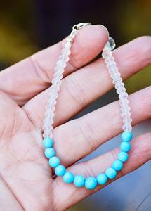 Natural Moonstone Turquoise Bracelet Sterling Silver June December Birthstones Handmade Gemstone Jewelry Gift - Product Image 5
